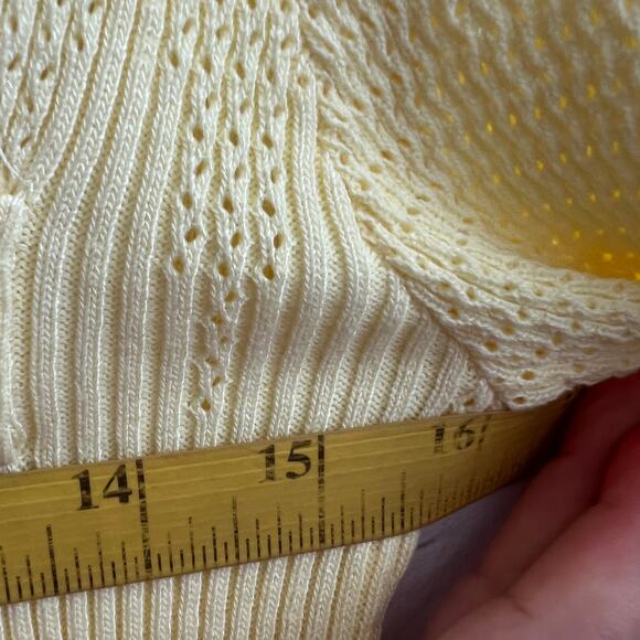 Yellow Ribbed Cardigan Gold Buttons Women’s Small Vintage Inspired Preppy Knit - Picture 4 of 4